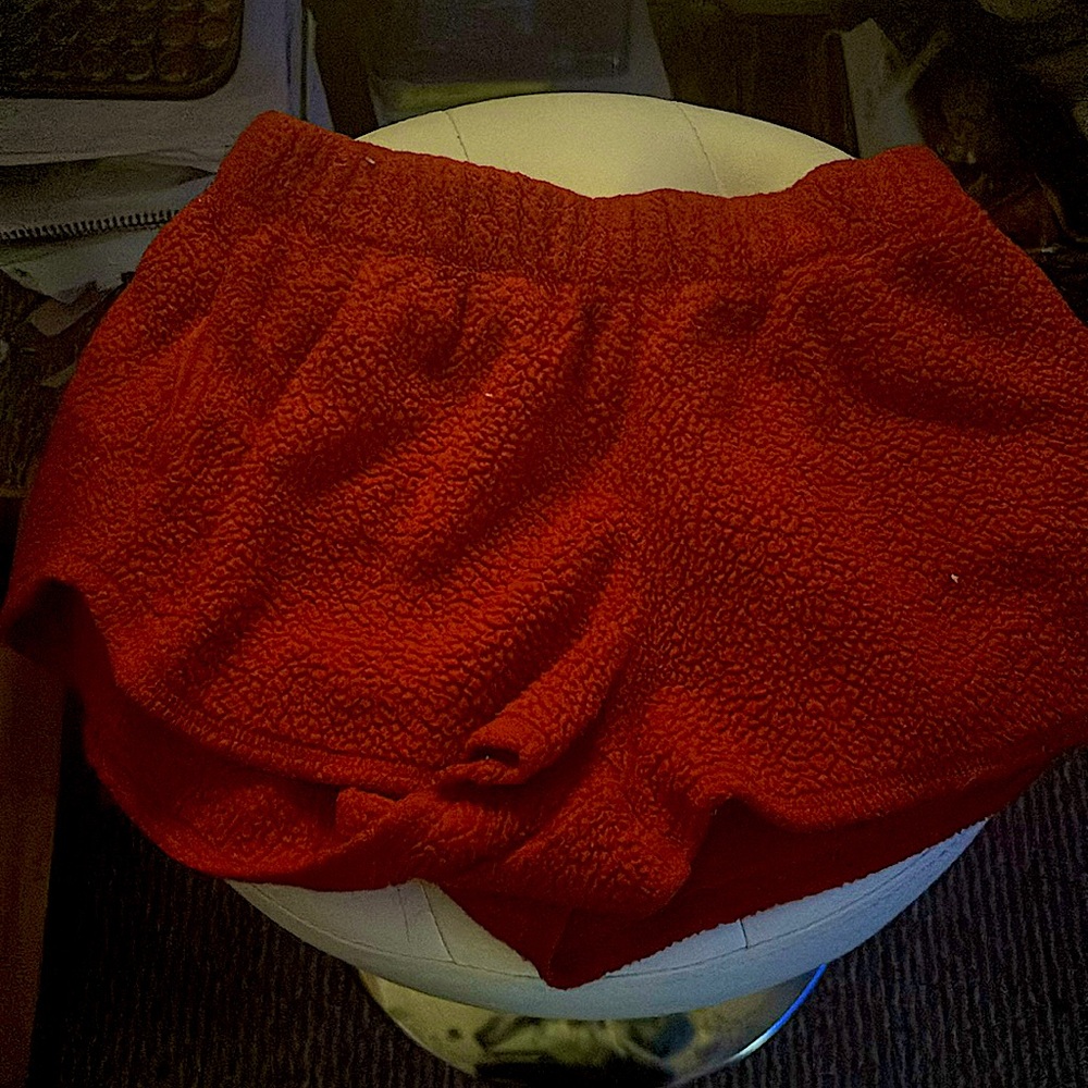 Fuzzy red shorts